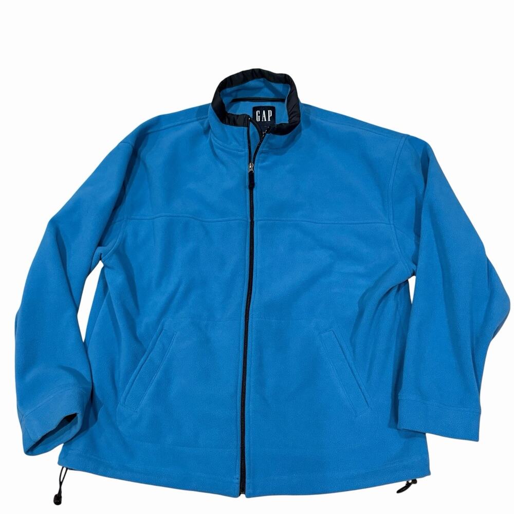 Vintage Y2K GAP Arctic Light Fleece Jacket XXL Bright Blue Navy Trim Men's XXL